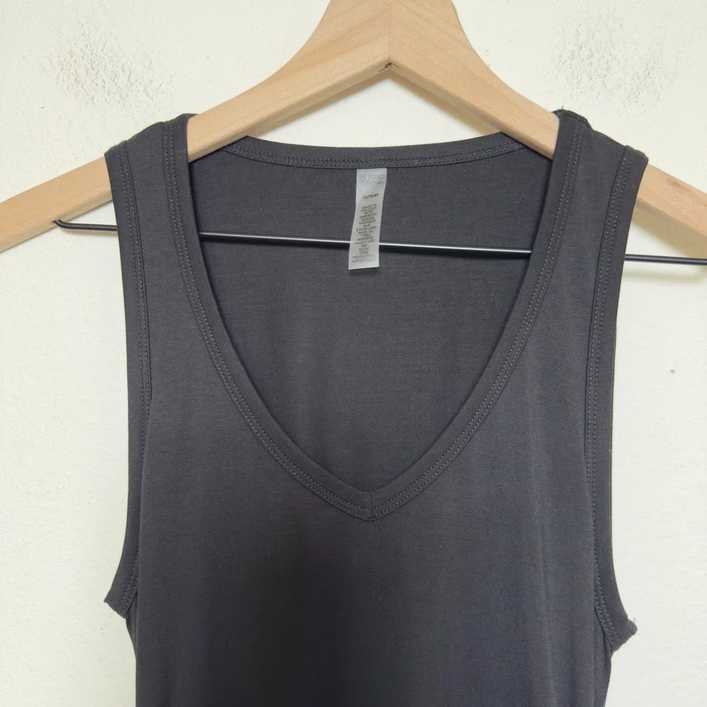 Anthropologie‎ Beyond Yoga Women Fit the Mood Midi Dress XS Black Ruched Tank